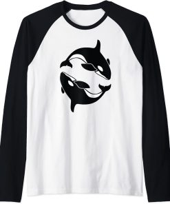 Orca Whale Design Raglan Baseball Tee