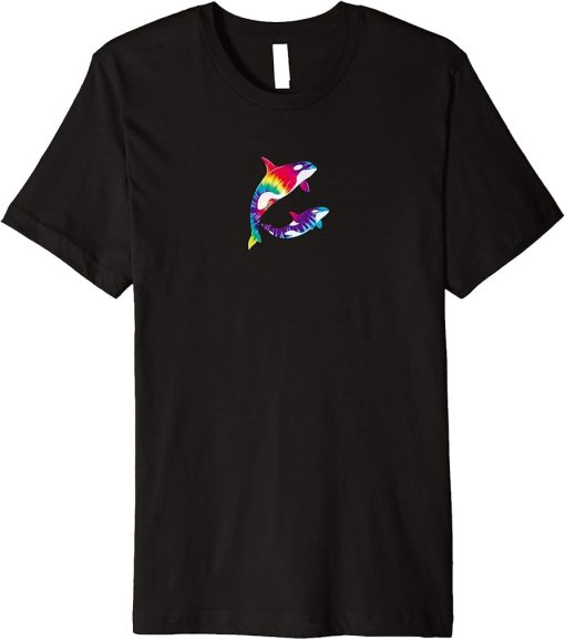 Retro Orca Family Tie Dye Shirt - Whale Cute Sea Animal Tee Premium T-Shirt