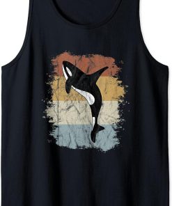 Vintage Killer Whale Art 80s Retro Orca Whale Silhouette Tank Top