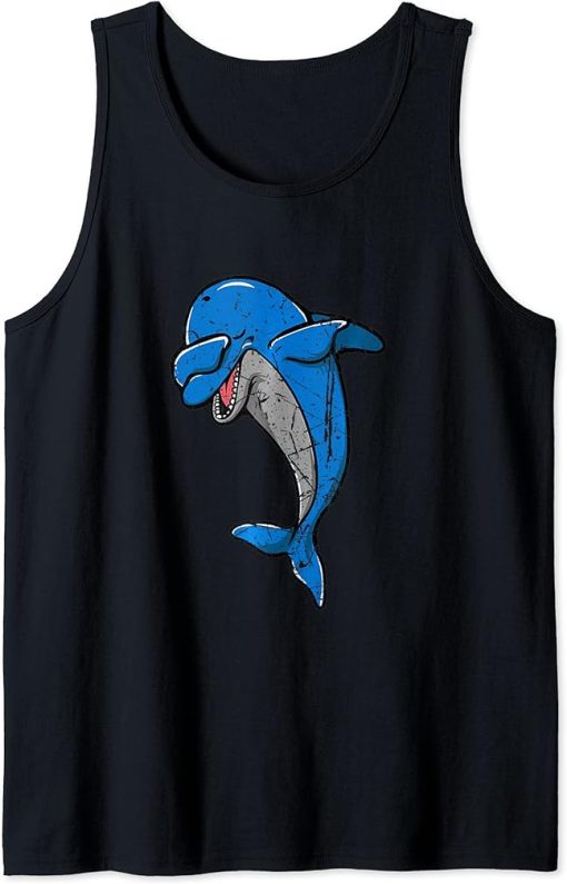 Men Women Cool Dabbing Dolphin Whale Cute Orca Dolphins Tank Top