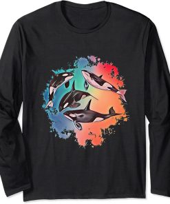 Orca Motif Whale Predator Animals Design Orcas Long Sleeve T-Shirt